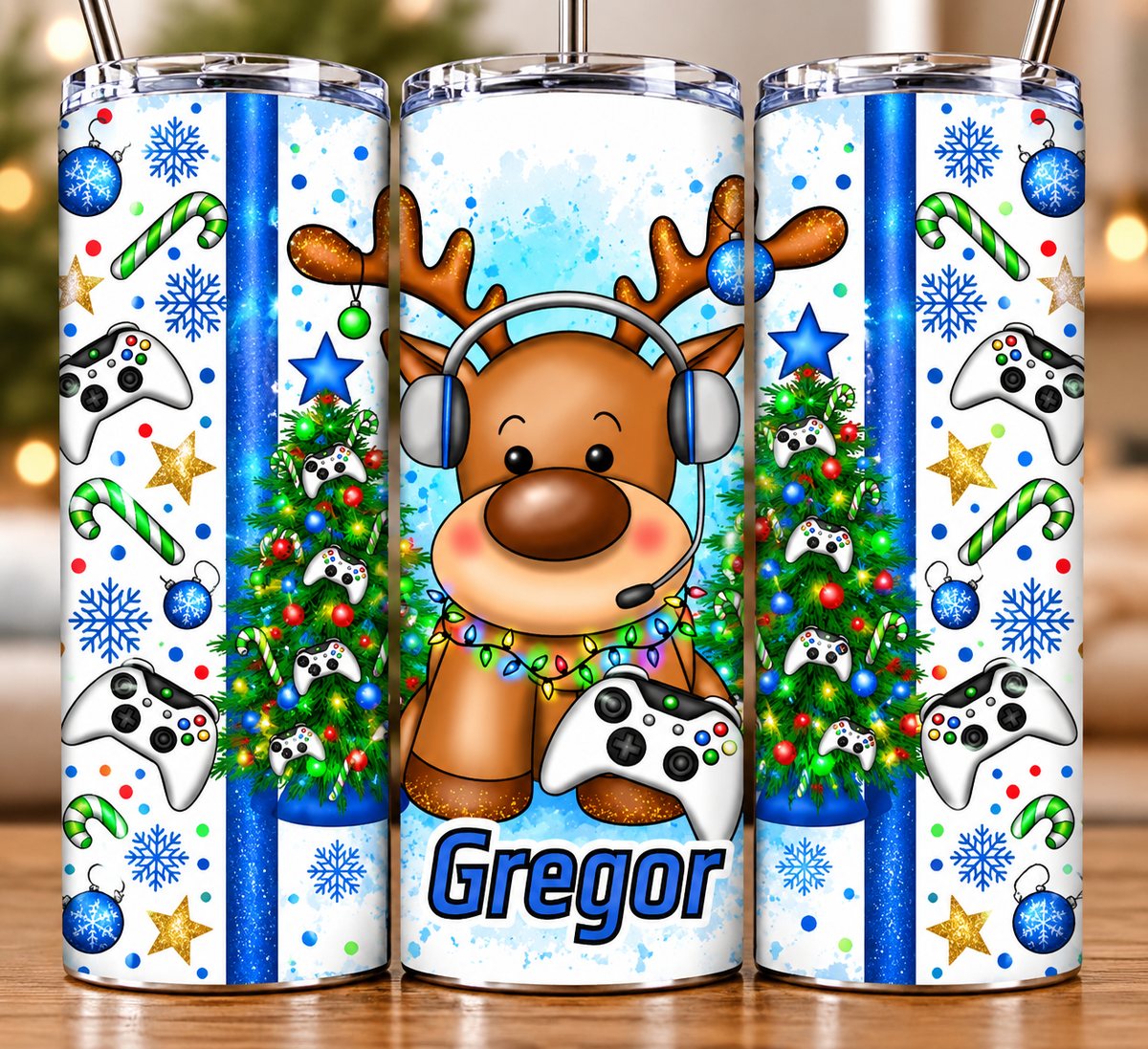 Christmas Gamer Reindeer Mockup - Blue