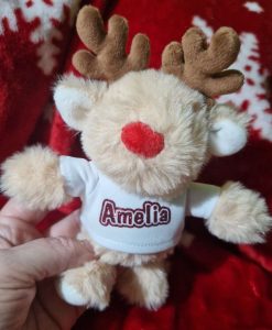 Reindeer personalised red glitter