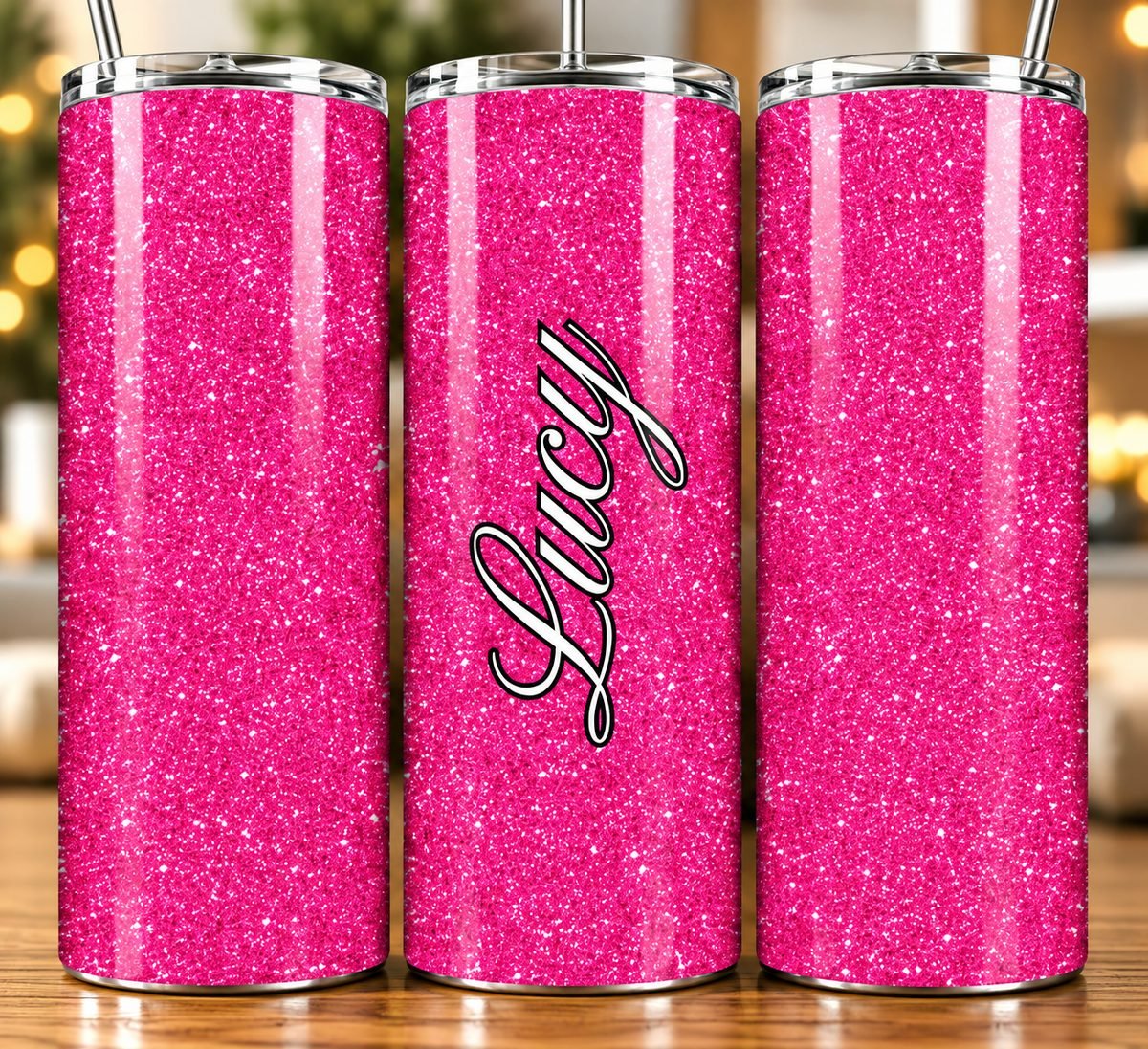 Pink Glitter Tumbler