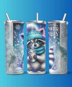 Winter Vibes Raccoon tumbler