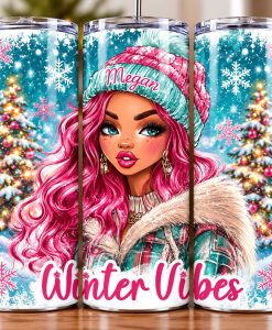 Winter Vibes Tumbler Mockup - blue