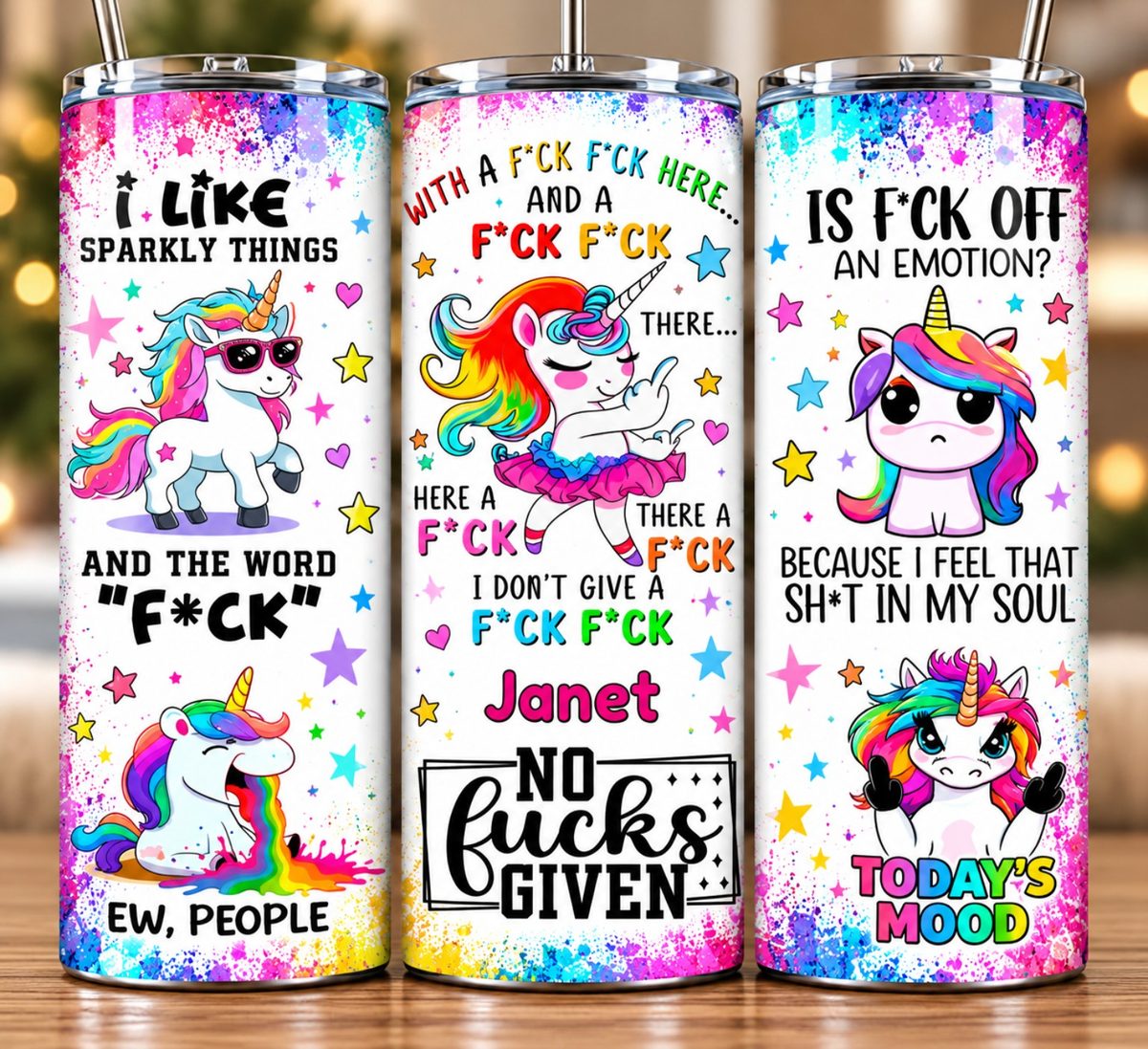 Swearing Unicorn Tumbler Mockup