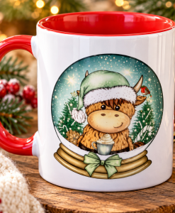 personalised christmas highland cow mug