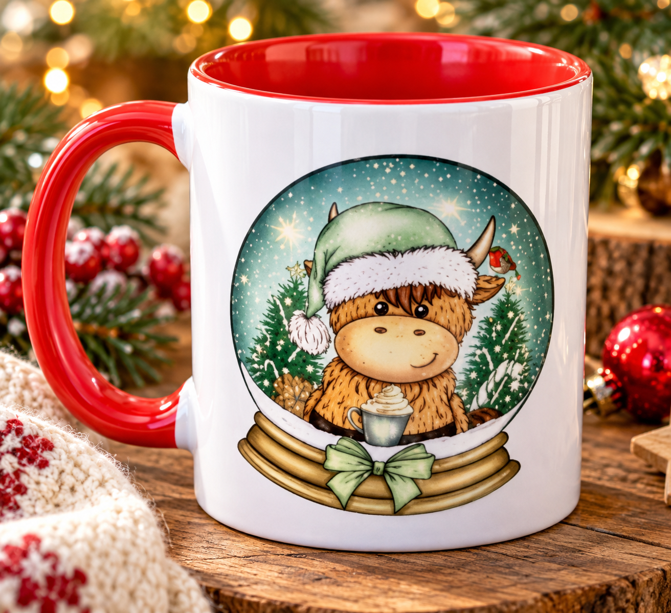 personalised christmas highland cow mug